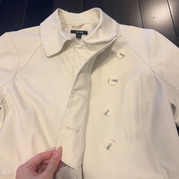 Jacob White & Cream Trench Coat (XS) - Picture 2 of 4